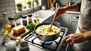 Finally, stir in the butter, parmesan cheese, black pepper, and parsley