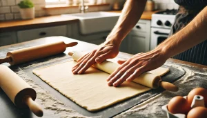 Roll out the dough into a larger rectangle, about 14 inch thick