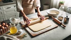 Roll out the dough into a rectangle shape