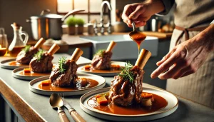 Serve the lamb shanks on a warm plate, spooning the rich sauce over the top