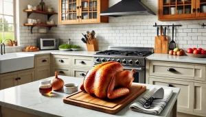 Allow the turkey crown to rest for 10-15 minutes before carving