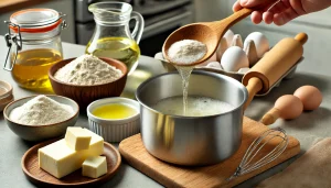 In a saucepan, melt the unsalted butter and add it to the dry ingredients. Mix well