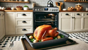 Remove the foil and continue roasting for another 30 minutes or until the turkey crown is golden brown and cooked through