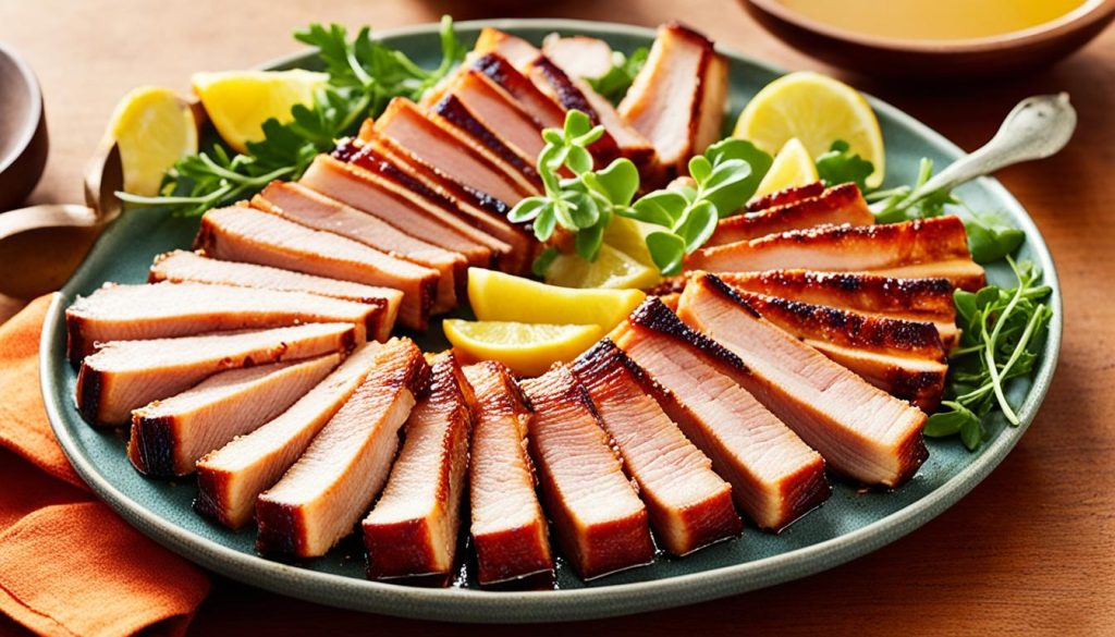 roasted pork belly slices