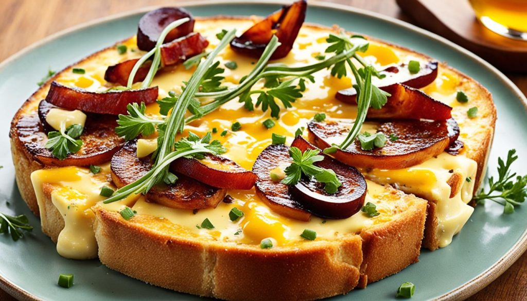 welsh rarebit with toppings