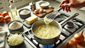 Add the flour and whisk until well incorporated, creating a smooth cream