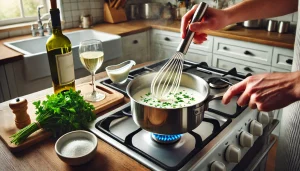 Add the white wine and parsley, and season with salt and pepper to taste