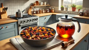 Soak the mixed dried fruit in hot tea overnight