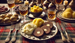 Slice and serve the haggis alongside neeps (mashed swede) and tatties (mashed potatoes) for a traditional Scottish feast