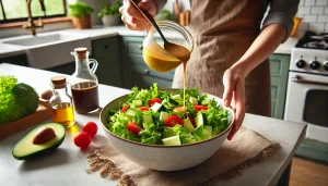 Drizzle the dressing over the salad and toss to coat everything evenly