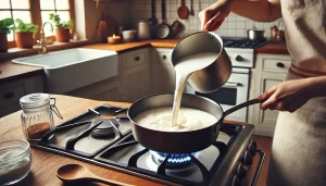 Pour in the coconut milk and stir well to combine. Increase the heat slightly to bring the mixture to a simmer