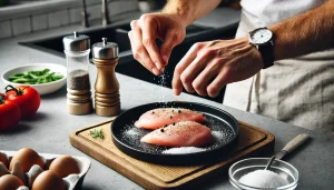 Season the chicken breasts with salt and pepper