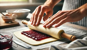 Carefully pinch the edges together to seal the roll,